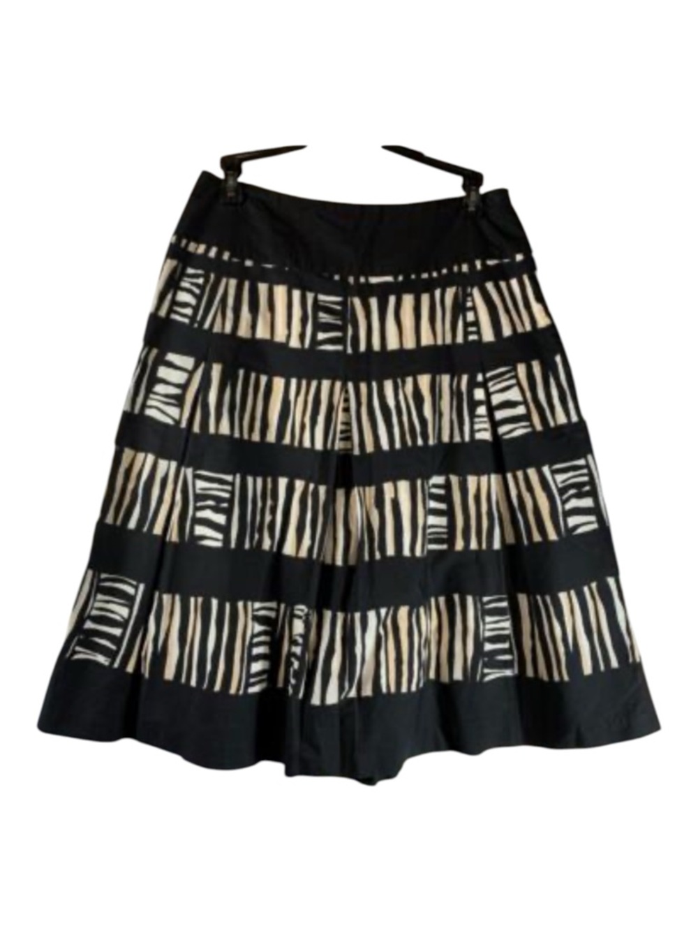 Talbots Black and Cream Zebra-Print A-Line Skirt 12